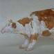 「牛」（テラコッタに油彩）1994年　10×20×13cm